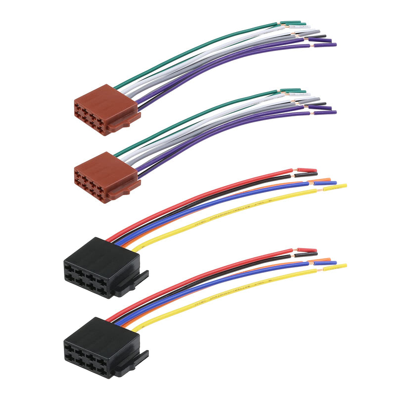 2 Set 16 Pin to ISO Adapter Cable Socket Car Stereo Radio CD Player Receiver Replacement Wire Harness Cable Compatible with VW Peugeot Citroen 308 Sega RD9