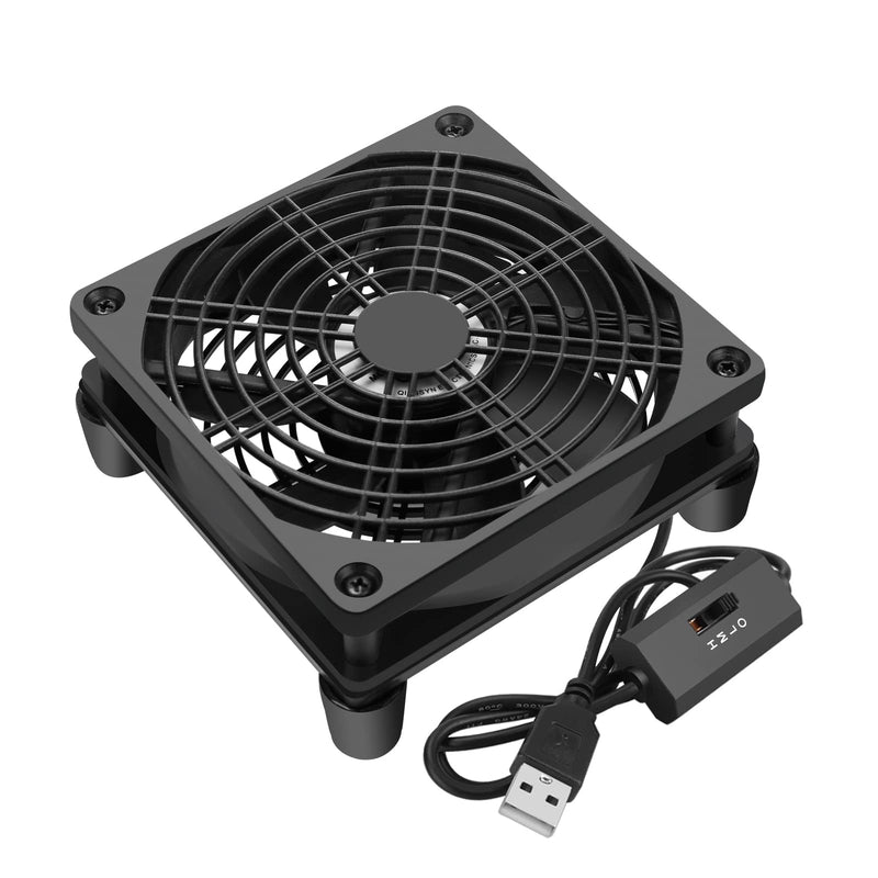 Qirssyn 120mm 5V USB Fan with Multi Speed Controller for Router Modem Receiver DVR Xbox TV Box T-Mobile Home Internet Gateway SSD Cooling 1225USB-A1
