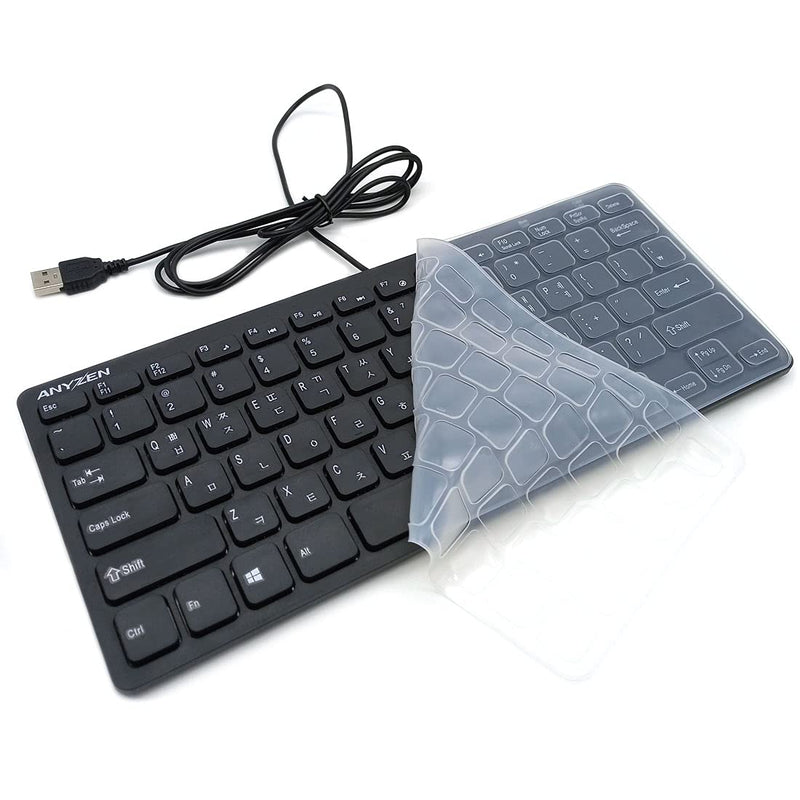 Mini Wired Keyboard(Korean-English) Ultra Thin and Light Portable 78 Keys Small USB Multimedia Desktop, Computer, Notebook, Laptop, Windows 7/8/10, Keyboard Protection Skin Included (Korean-English) Korean-English