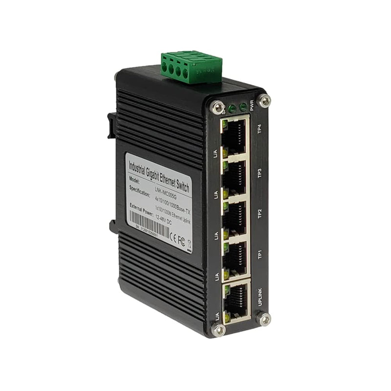 Mini 5-Port Gigabit Industrial Switch, DIN/Wall Mount, -40~167°F, 10Gbps Cent-S-005