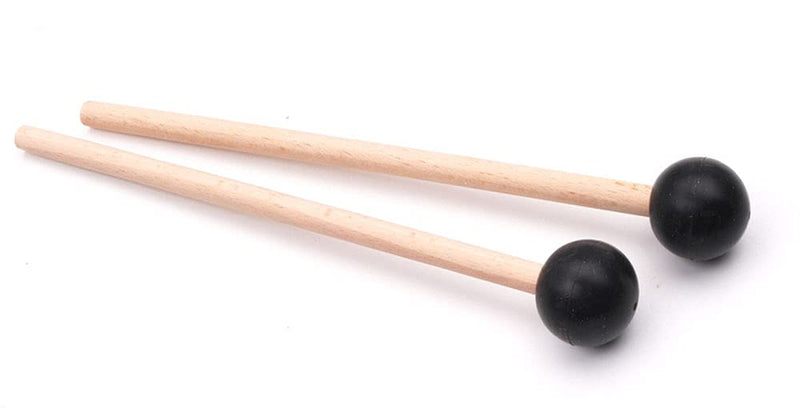 2Pcs 7.28" Long Rubber Head Percussion Mallets Sticks for Xylophone, Glockenspiel, Marimba, Woodblock, Bell Black