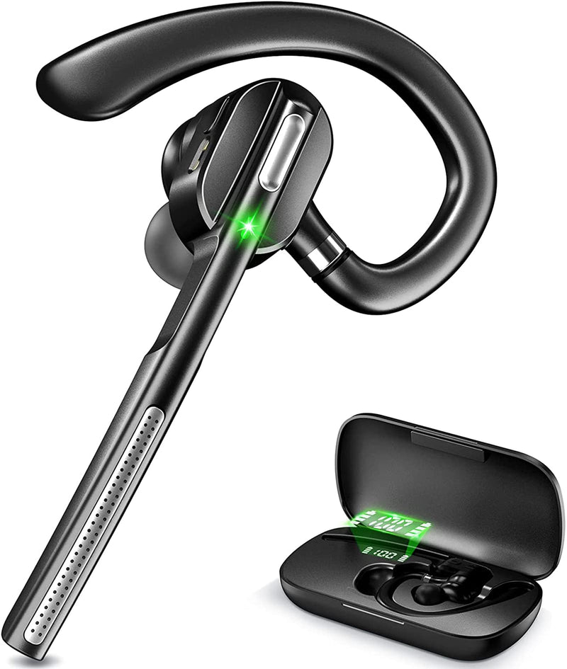 [AUSTRALIA] - Bluetooth Headset V5.1, Wireless Headset with Battery Display Charging Case, Bluetooth Earpiece with Noise Canceling Mic for Driving, Office, Business, Compatible with Cell Phone and PC 