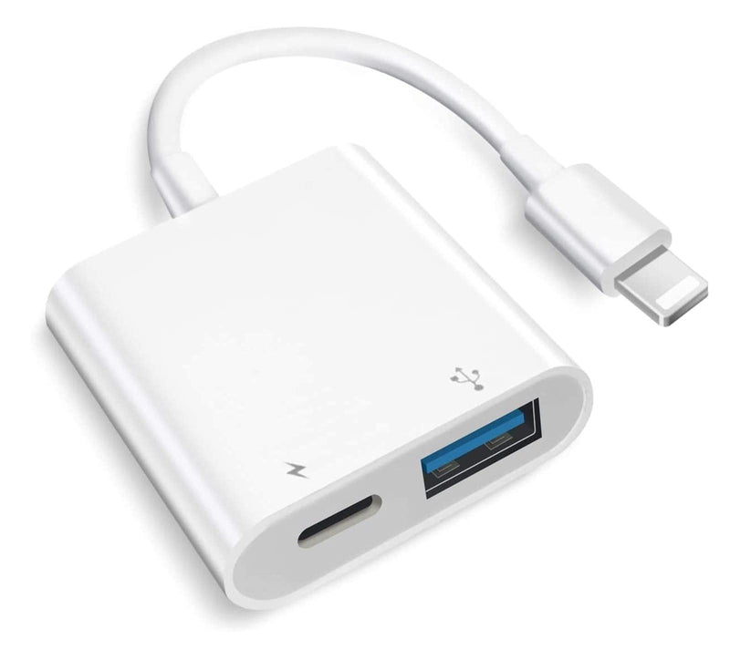 [Apple MFi Certified] Lightning to USB OTG Adapter for iPhone, USB Camera Adapter with Fast Charging Port Compatible with iPhone/iPad/Card Reader/USB Flash Drive/Keyboard/Mouse, Portable USB Adapter
