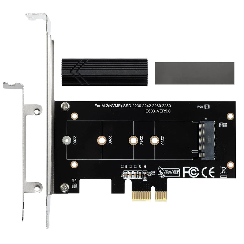 ACTIMED NVMe PCIe Adapter M.2 SSD to PCI-e / Powerful Heat Sink Dissipation / PCIE X1 Interface Compatible with PCI-e Slots X1, X4, X8, X16 / for M-Key M.2 SSD / 2230 2242 2260 2280 / Toolkit Included PCIE X1(X4X8X16)
