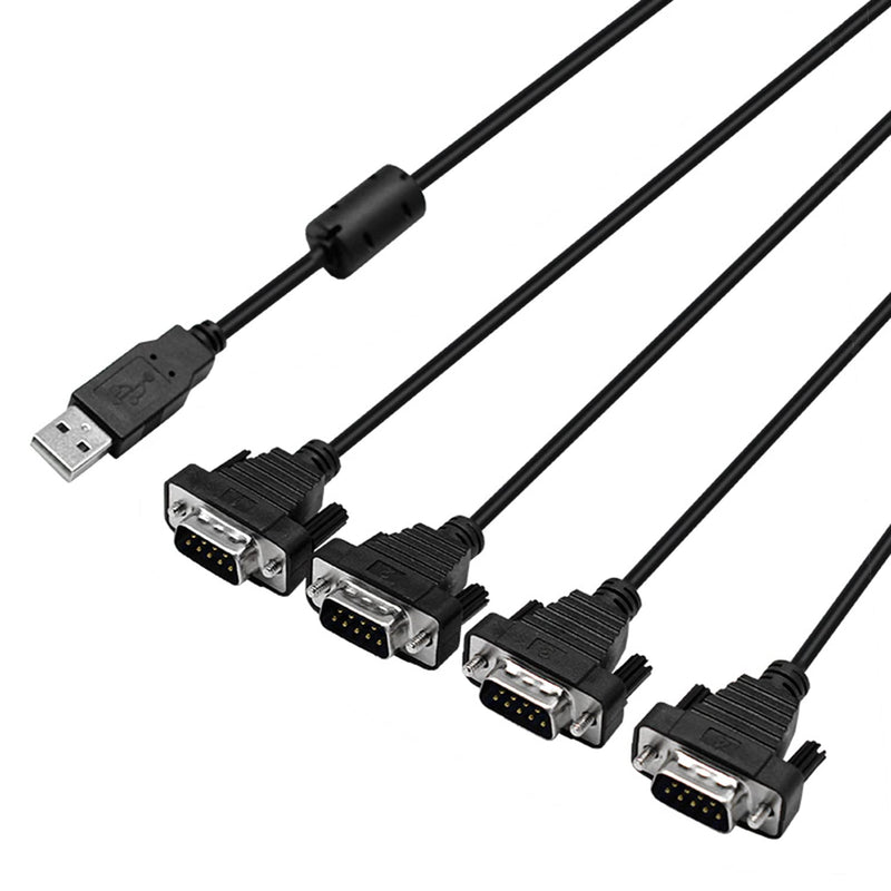 USB to 4-Port 9-Pin RS-232 Cable Converter, 4.9FT USB V2.0 to DB9 RS232 Serial Adapter Gold Plated for Win 10/8.1/8/7/Vista/XP/Mac UT-8814