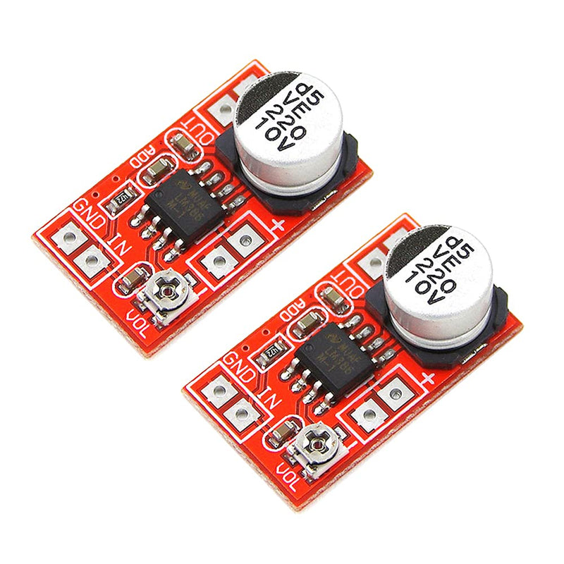 2PCS DC 5V-12V 6V 9V Micro Electret Microphone Amplifier Mini MIC Condenser Microphone Audio Amplifier Board Adjustable Gain 750mW LM386 AMP Module