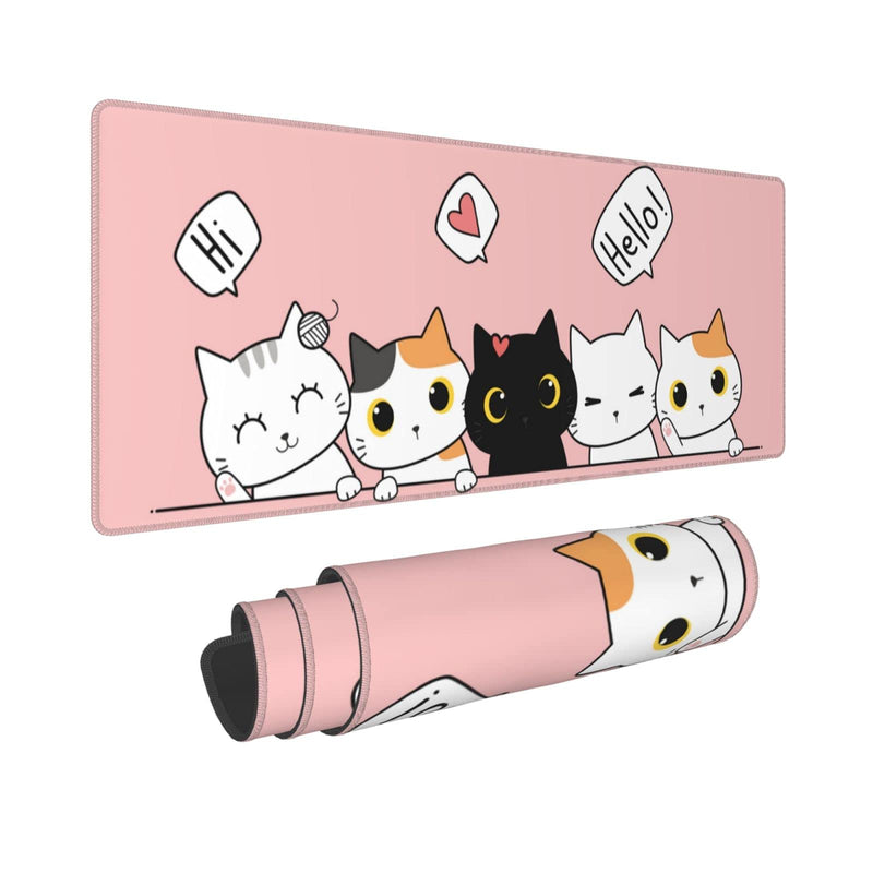 Pink Cute Kittens Cat Gaming Mouse Pad Large XL Girls Kawaii Desk Mat Long Extended Pads Big Mousepad for Home Office Decor Accessories 1