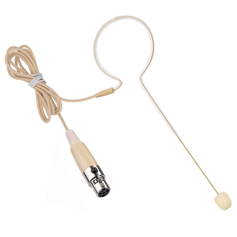 Headset Microphone Single Ear Earset Headworn Over Ear Hanging Condenser Omnidirectional Mic Compatible with Shure Wireless System Bodypack Transmitter with 1.2m Cable Mini XLR 4 Pin TA4F Plug