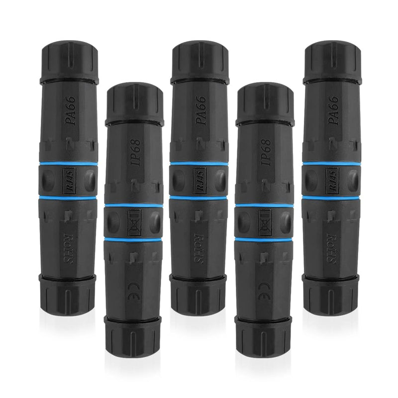 [AUSTRALIA] - Iwillink Waterproof RJ45 Coupler, Shielded Female to Female Waterproof Ethernet Coupler, IP68 Ethernet Outdoor LAN Cable Connector for Cat5e/Cat6/Cat7 Ethernet Cable, (5 Pack) 5 