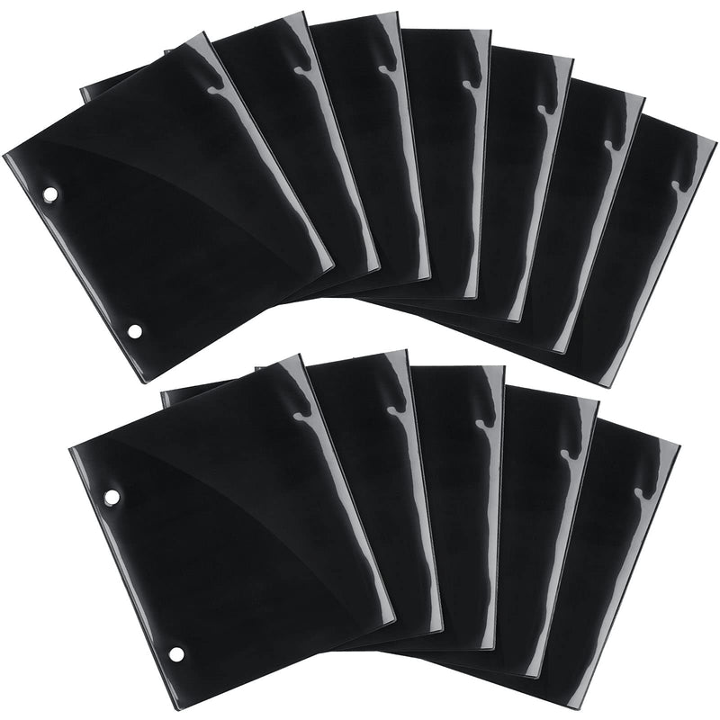 12 Pieces Flip Folder Pages Flip Folio Marching Band Music Files Holder Sheet Musical Flip Folder with 2 Holes 7.5 x 6.3 Inches PVC Waterproof Window Pages for Music Files (Black, Single Side) Black