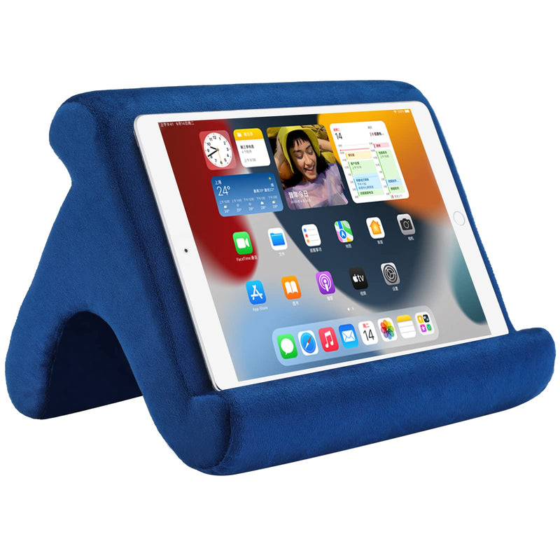 Tablet Pillow Stand Holder Dock for Bed with 3 Viewing Angles , Compatible with all tablets ,Phones and iPad Pro 9.7, 10.5,12.9 Air Mini 4 3, Kindle, E-Reader and books(Navy) Navy