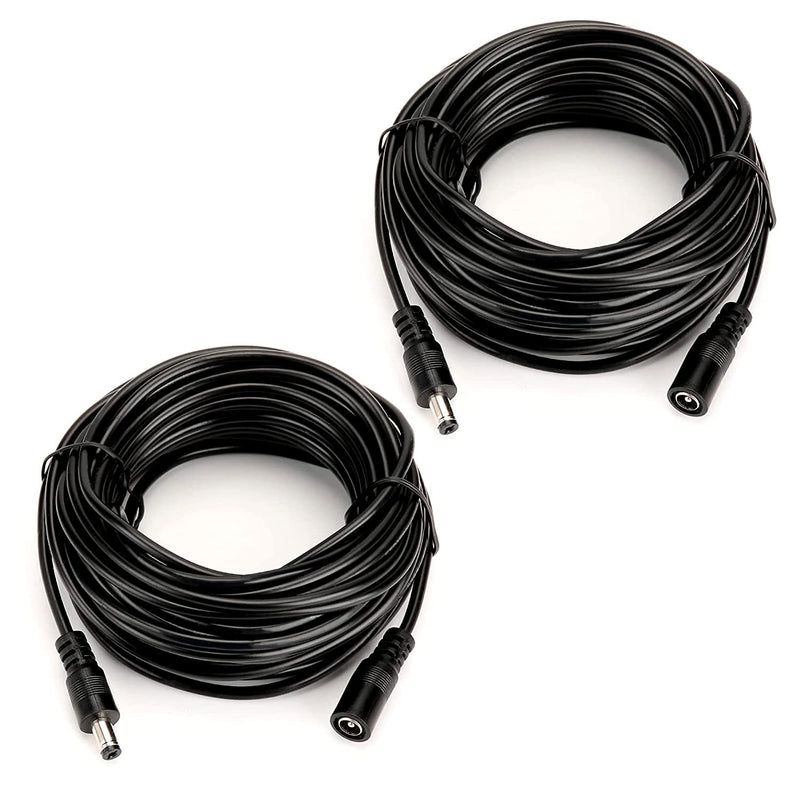 2PCS 33FT(10m) 12V DC Extension Cable,5.5mm x 2.1mm DC Power Adapter Extension Cord Black for Printers/CCTV Security Camera/Routers H-M-028 33ft Power Extension Cable