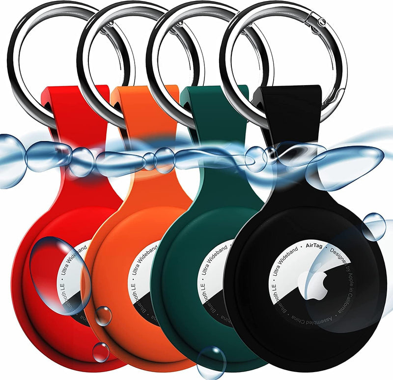 4 Pack AirTag Holder with Keychain AirTag case with Anti-Lost Keychain, Protective Air Tag, Item Finders, for for Dog, Cat, Luggage, Wallet, Backpacks Popular