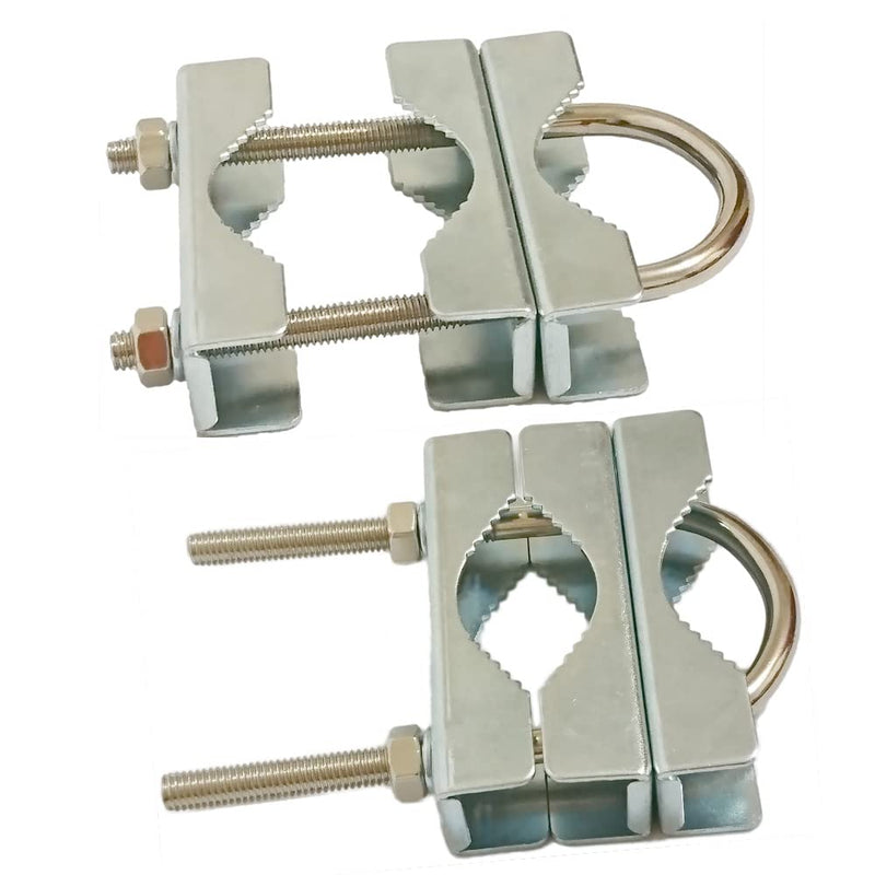 UngSung Double Antenna Mast Clamp V Jaw Block with U Bolts Anti-Rust Finished for TV CB Ham Antenna Pipe-Mounting 2 Sets (Short Pattern) 2 Short