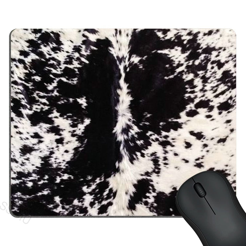 SSOIU Cowhide Print Mouse Pad, Black & White Cow Spots Pattern Printed Mousepad Customized Rectangle Non-Slip Rubber Mouse pad Gaming Mouse Pads 9.5 X 7.9 Inch (240mmX200mmX3mm) SS16