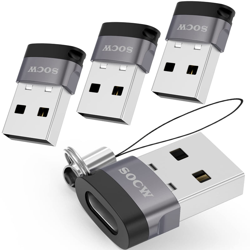 USB C to USB Adapter (4 Pack) ,USB-C Female to USB Male, Type C to USB A Converter Compatible with Apple MagSafe, iPhone 11 12 13 Pro Max, Samsung Galaxy Note,Google Pixel etc, Grey
