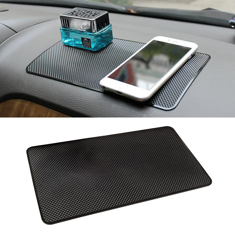 Car Dashboard Anti-Slip Rubber Pad, 10.6"x 5.9" Universal Non-Slip Car Magic Dashboard Sticky Adhesive Mat for Phones Sunglasses Keys Electronic Devices and More Use (Black/Grid) Black/Grid
