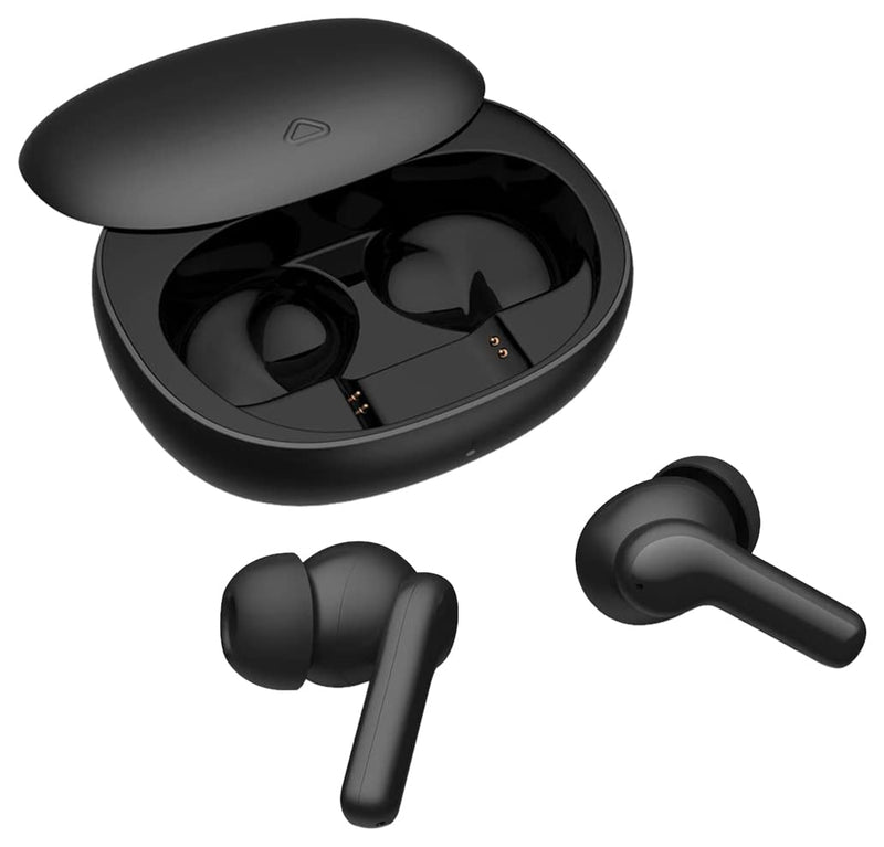 True Wireless Earbuds, Bluetooth 5.1 Active Noise Cancelling Headphones, Sliding Design Charging Case 500mAh, IPX4 Waterproof, Deep Bass Built-in Mic Call for Business & Sports - Black