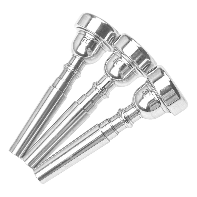 3Pcs Yootones Trumpet Mouthpiece 7C 5C 3C Trumpet Mouthpiece Set for Beginners and Professional Players (Silver) Silver
