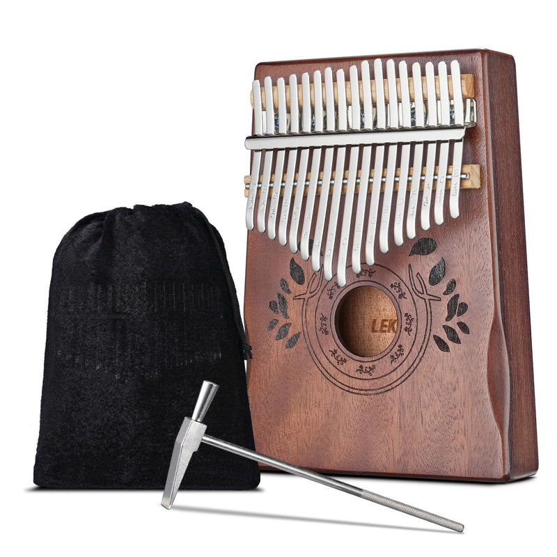 [AUSTRALIA] - LEKATO Kalimba 17 Keys, Solid Wood Thumb Piano Portable Mbira Finger Piano Beginners C Key with Music Book, Tuning Hammer, Storage bag, Christmas Gift for Children/Teenagers/Music Lovers Retro Brown 