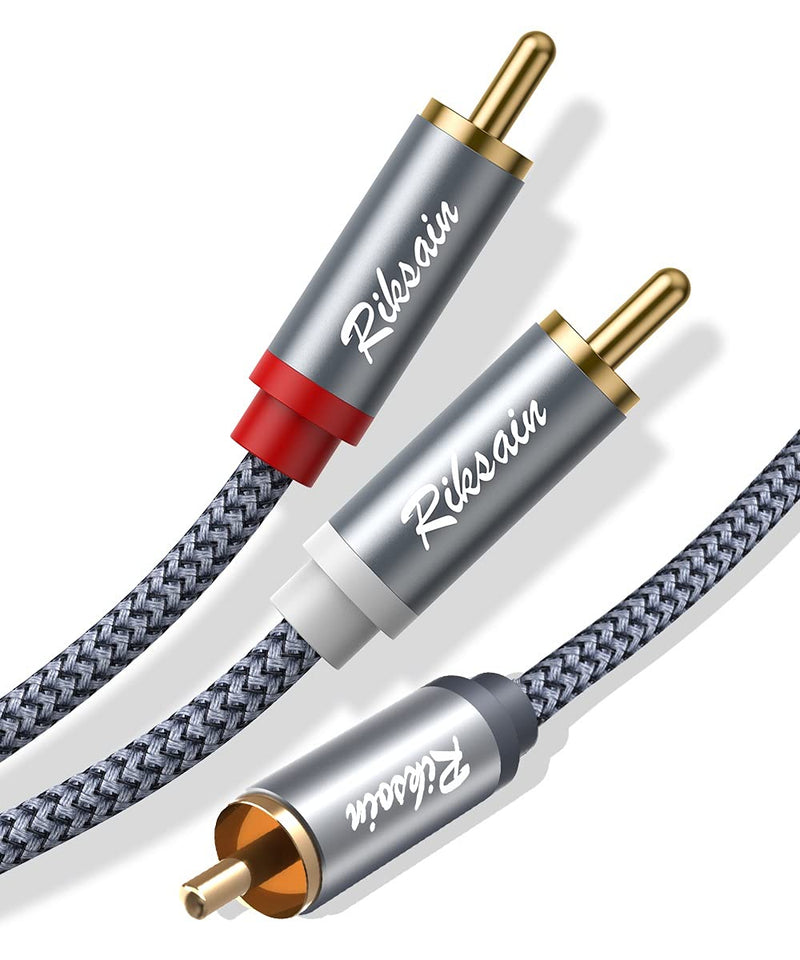 RIKSOIN RCA to 2RCA Audio Cable, 4FT/1.2m RCA Cord 1 RCA Male to 2 RCA Male Stereo Cable Nylon Braided RCA Y-Adapter for Subwoofer, Home Theater, Amplifier, Speaker 1 Plug to 2 Plug