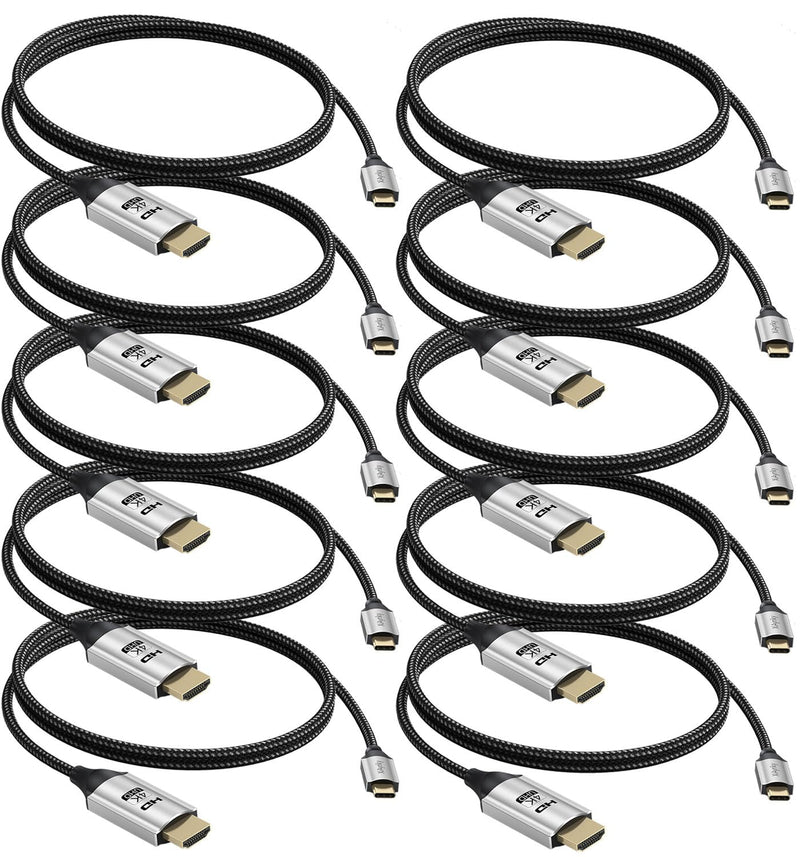 3FT USB C to HDMI Cable 10-Pack, 4K USBC to HDMI Cable (Thunderbolt 3/4/5 Compatible), Source Type C to HDMI Monitor for iPhone 16/15/Galaxy/MacBook Pro Air/Mac mini 2024/iPad Pro/Pixel/Surface Pro | Source Type-C to HDMI cable, compatible with iPhone1...