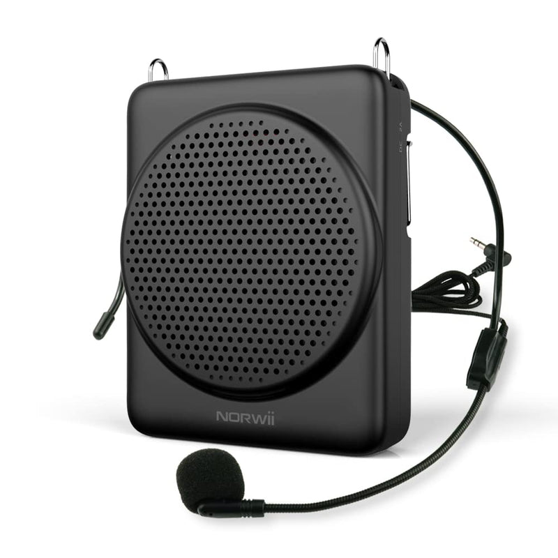 NORWII Mini Voice Amplifier, 3 Hours Quick Charging and up to 30 Hours Play, Portable Voice Amplifier for Teachers, Training, Tour Guide, etc (Black) Black