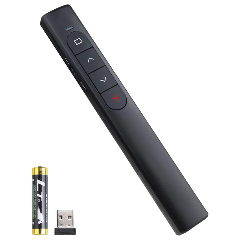 Wireless Presenter Remote, Presentation Clicker with Hyperlink & Volume Remote Control PowerPoint Office Presentation Clicker for Keynote/PPT/Mac/PC/Laptop(Battery Included) USB-Black