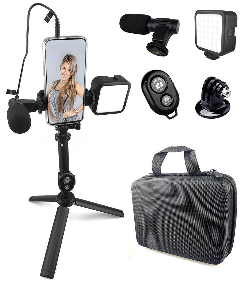 Acuvar Vlogging Kit for Smartphones, iPhones, Android, Tablets, DSLR, Cameras for Online Live Streaming, Video Conference, YouTube, Instagram TikTok 2) Selfie Stick/ Tripod Kit