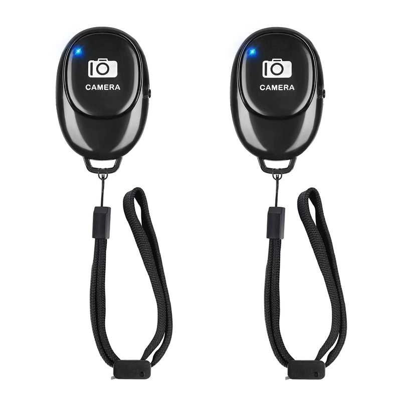 Phone Camera Remote Control(2 Pack) for Photos & Videos, Wireless Camera Remote Shutter Clicker Compatible with iPhone/Android Phone/iPad/Tablets with Adjustable Wrist Strap Black-Black