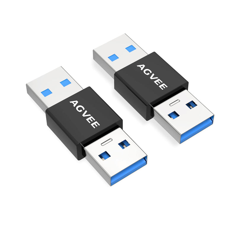 AGVEE [4 Pack] USB-A 3.0 Male to USB-A 3.0 Male Adapter, USB 3.0 Converter Coupler Extension Extender Connector, Black