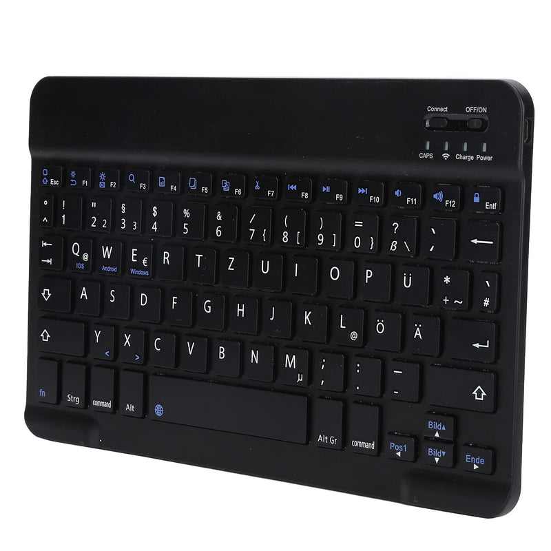 German Keyboard 10Inch Keyboard German Layout USB Computer Keyboard for Laptops, PC(Black) black