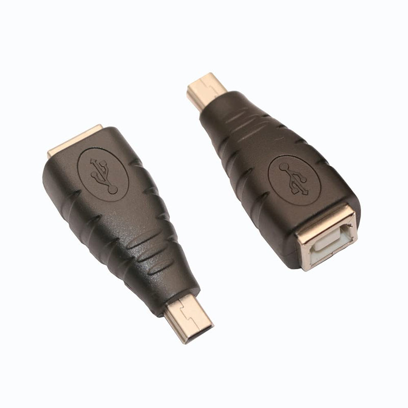 USB 2.0 Type B to Mini USB 5-Pin Type B Female/Male Adapter - 2 Pack