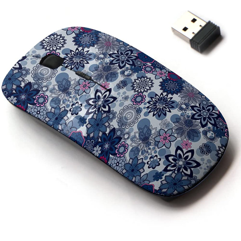 2.4G Wireless Mouse with Cute Pattern Design for All Laptops and Desktops with Nano Receiver - Mandala Floral Elements Decorative