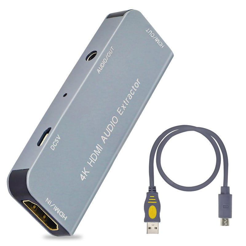 GINTOOYUN 4K HDMI Audio Extractor, HDMI to HDMI and Audio Splitter, HD Video to 3.5mm Audio Converter, Support HDMI 4K, 3D, HDM 1.4b and DVI 1.0
