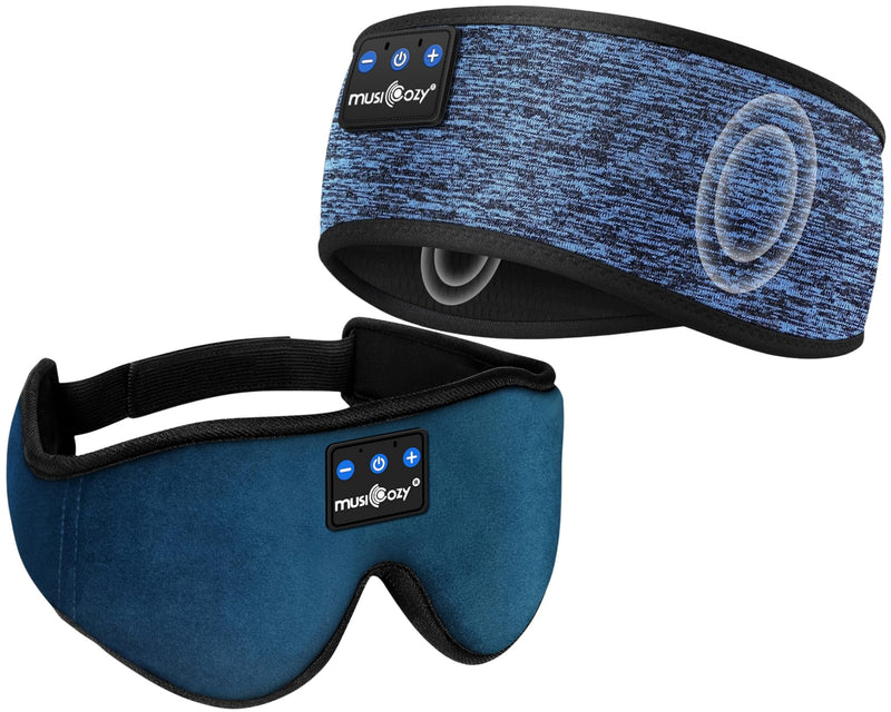MUSICOZY Sleep Headphones Bluetooth Headband, Wireless Music Sleeping Headphones Sleep Eye Mask Earbuds for Side Sleepers Workout Running Travel Yoga Office Cool Gadget Tech Unique Gift 2 Pcs