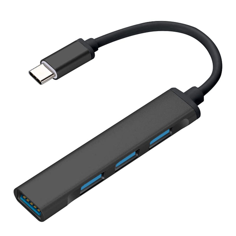 JacobsParts USB-C Type C to USB 3.0 4 Port Hub Splitter for MacBook Pro/Air, iPad, PC, Chromebook, Phone (Black) Black