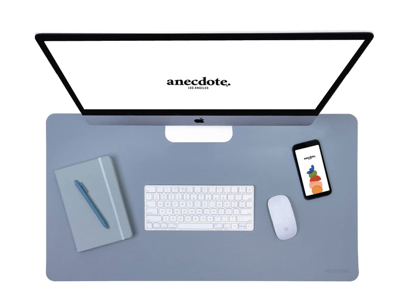 Leather Desk Pad (Vegan), Mouse Pad, Desk Mat for Home Office, Desk Blotter, Large Mouse Pad & Laptop Desk Pad & Keyboard Pad for Your Office or Home. by Anecdote. (Stone Blue 31.5x17) Large (31.5x17) Stone Blue