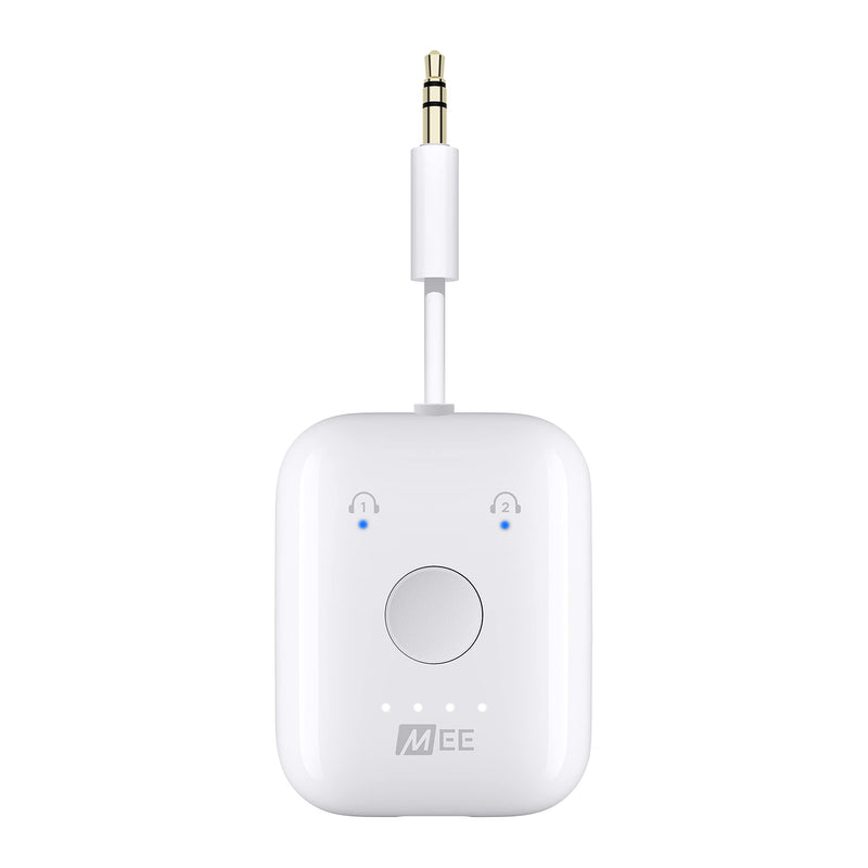MEE audio Connect Air in-Flight Bluetooth Wireless Audio Transmitter Adapter for up to 2 AirPods / Other Headphones; Works with All 3.5mm Aux Jacks on Airplanes, Gym Equipment, TVs, & Gaming Consoles In-Flight Transmitter