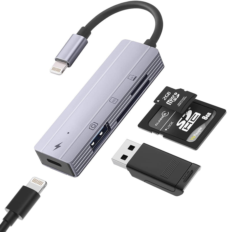 Camera SD Memory Card Reader for iPhone[Apple MFi Certified], IVSHOWCO iPhone to USB Adapter, 4-in-1 Lightning Male to USB Female OTG Cable Adapter for iPhone 13 12 11 Xr X XS 8 7 Plus iPad…