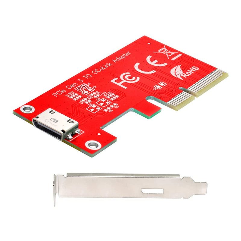 NFHK PCI-E 3.0 Express 4.0 x4 to Oculink External SFF-8612 SFF-8611 Host Adapter for PCIe SSD with Bracket Red PCI-E 3.0 to Internal SFF-8611