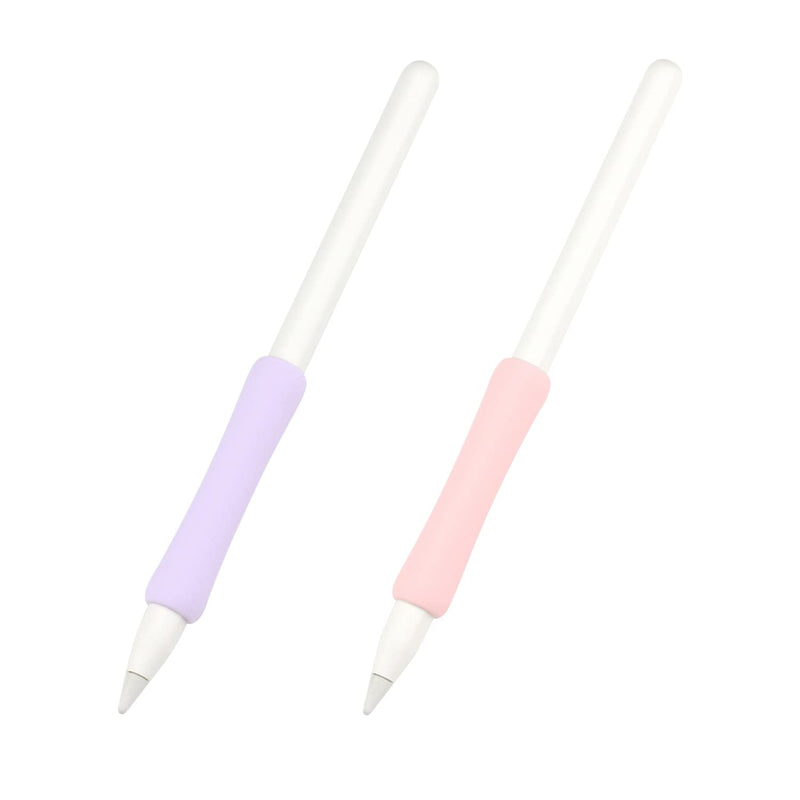 ProElife 2-Pack Ergonomics Grip Holder Silicone Protective Sleeve Cover for Apple Pencil 2nd 2021 & 1st Generation iPad Pro 11'' 12.9'' 2021/2020/2018 Stylus Accessories Kits (Pink/Purple) Pink/Purple