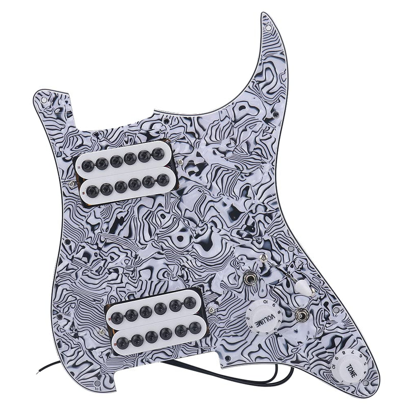 3-ply HH Loaded Prewired Guitar Pickup Pickguard for Strat ST Electric Guitar Black White Zebra Color