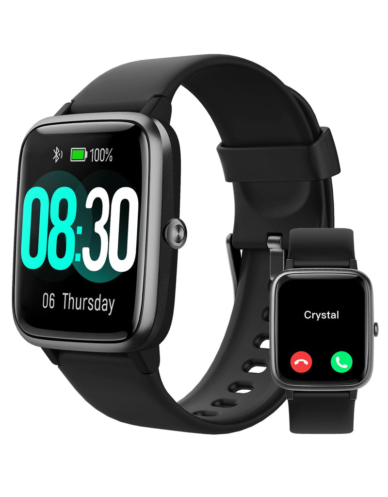 [AUSTRALIA] - GRV Smart Watch for iOS and Android Phones (Answer/Make Calls), Watches for Men Women IP68 Waterproof Smartwatch Fitness Tracker Watch with Heart Rate/Sleep Monitor Steps Calories Counter (Black) Black 