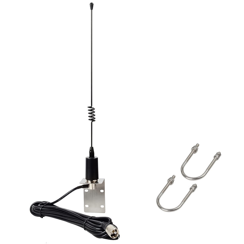 UAYESOK Stainless Steel Marine VHF Antenna, 15 Inch Low Profile | Boat Antenna for Cobra Icom Uniden Standard Horizon Marine VHF Radio, 16.4ft RG-58 Coaxial Cable, L-Mount Bracket