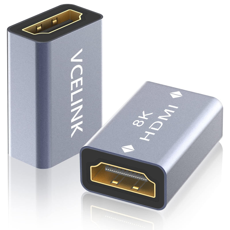 VCELINK HDMI Coupler 8K, HDMI 2.1 Female to Female Connector HDMI Extension Adapter, Support 8K@60Hz / 4K@120Hz 120UHD, 7680 * 4320 Resolution, 3D, HDR, ARC for Laptop, PC, Monitor, Roku TV, 2 Pack