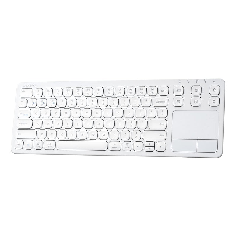 SANWA Multi Device Bluetooth Keyboard with Touchpad, Rechargeable Keypad with Trackpad for Laptop Desktop Computer PC iPad/iPhone Tablet, Compatible with MacBook, Windows, Android, iOS, White