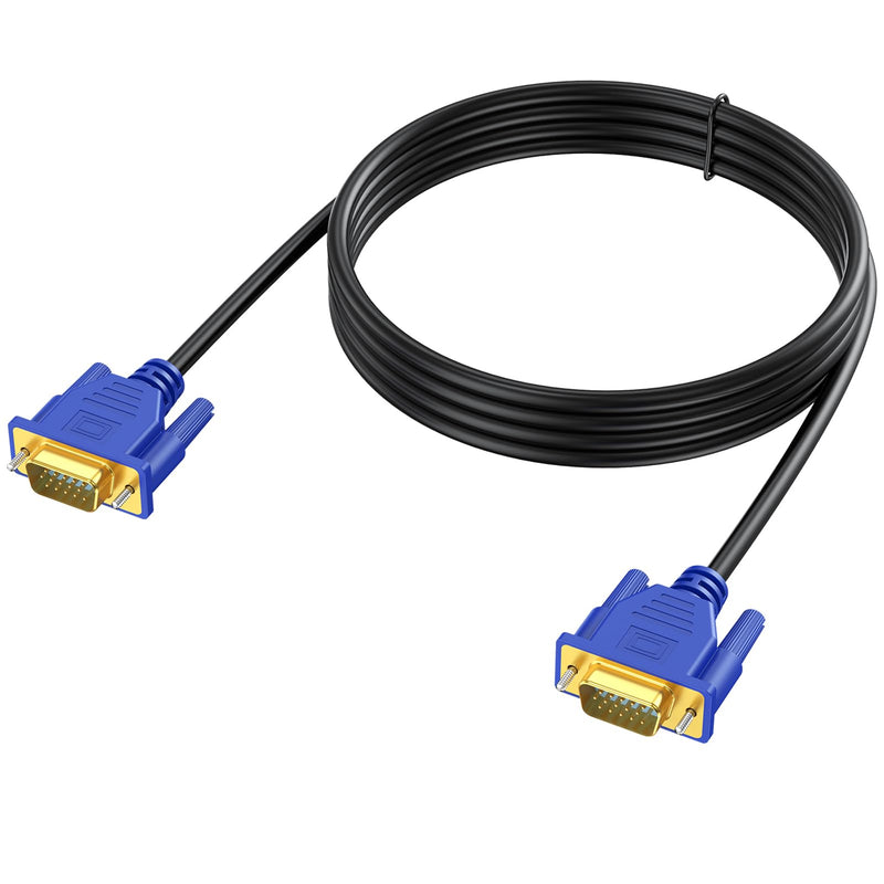VGA Cable 10 Feet, VGA Computer Monitor Cable Adapter, Gold-Plated Shielded VGA Cord HD15 1080P@60Hz Full HD High Resolution Pure Copper Wire for TV Computer Monitor Display Projector-Blue VGA Blue 1-Pack