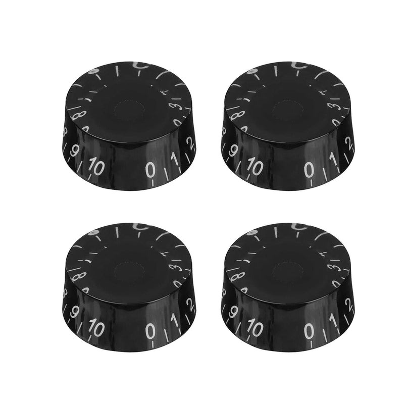 4pcs Electric Guitar Knobs Black Speed Volume Tone Control Knob for Les Paul Style Electric Guitar Parts Replacement (Black-White Word) Black-White Word