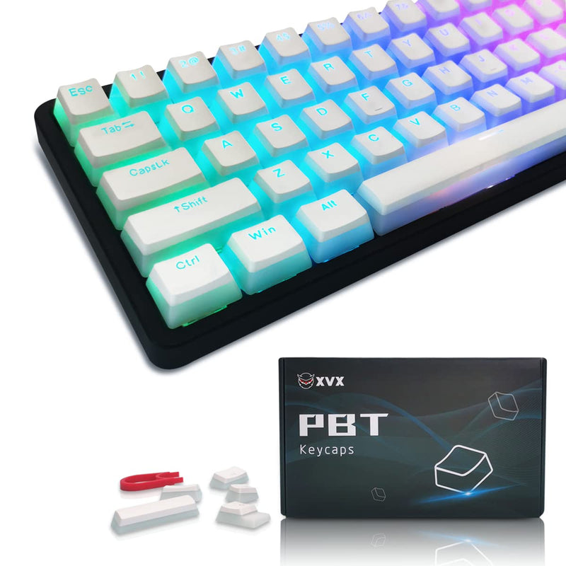 XVX Pudding Keycaps - PBT Keycaps, 141 Key+24 Keys Set Custom Keycap, OEM Profile, Universal Compatiability for 100%, 75%, 65%, 60% Keyboard (White) White